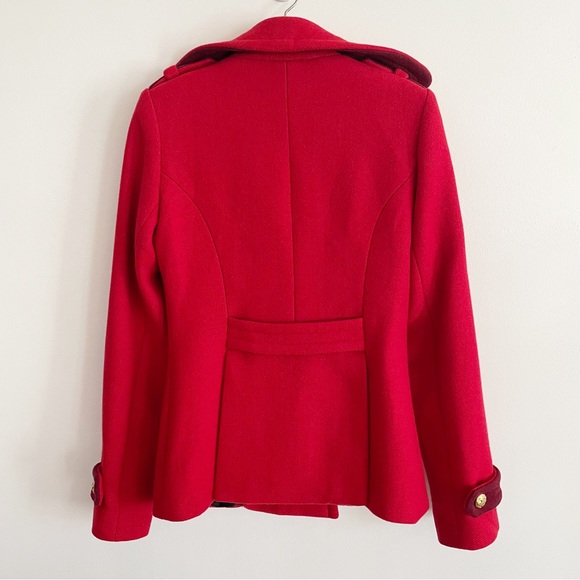Smythe Red Double Breasted Pea Wool Coat with gold button size 4 - Picture 10 of 16